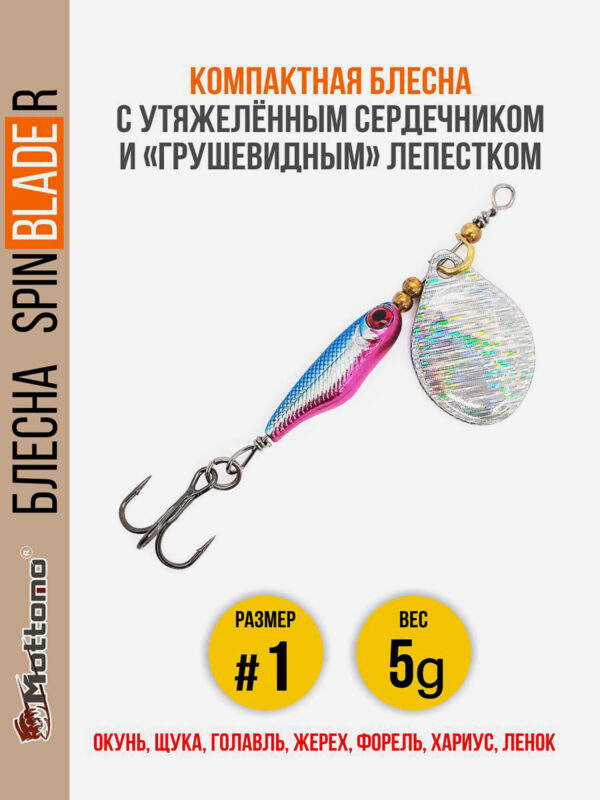 Блесна для рыбалки Spin Blade R #1 5g Silver Silver на окуня голавля щуку, Мультицвет