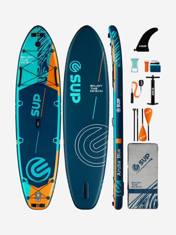 Надувная двухслойная SUP-доска E-SUP ARUBA STD 11'6" 350-86-15 см / Сап доска для серфинга и отдыха на воде, Синий