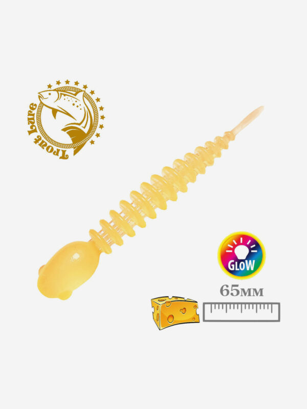 Силикон TROUT LURE (SANSAN) в банке, GOLOVASTIK 65, СЫР, COL. 106 (Clear Orange/Orange Glow), (12шт), Оранжевый