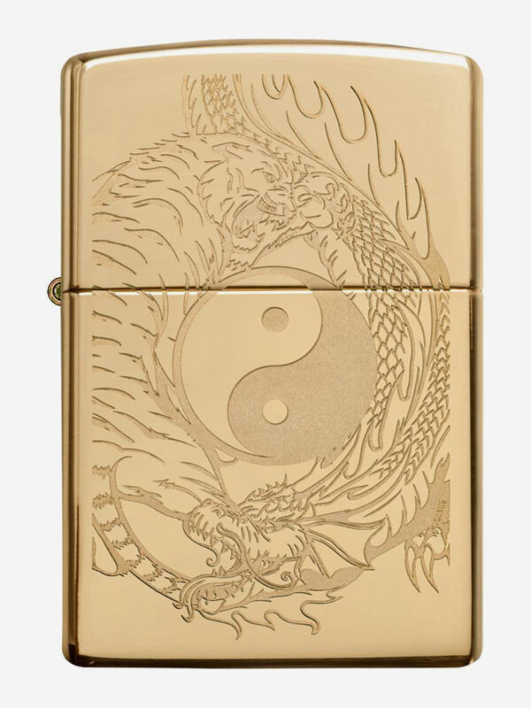 Зажигалка бензиновая ZIPPO 49024 Tiger and Dragon, Золотой