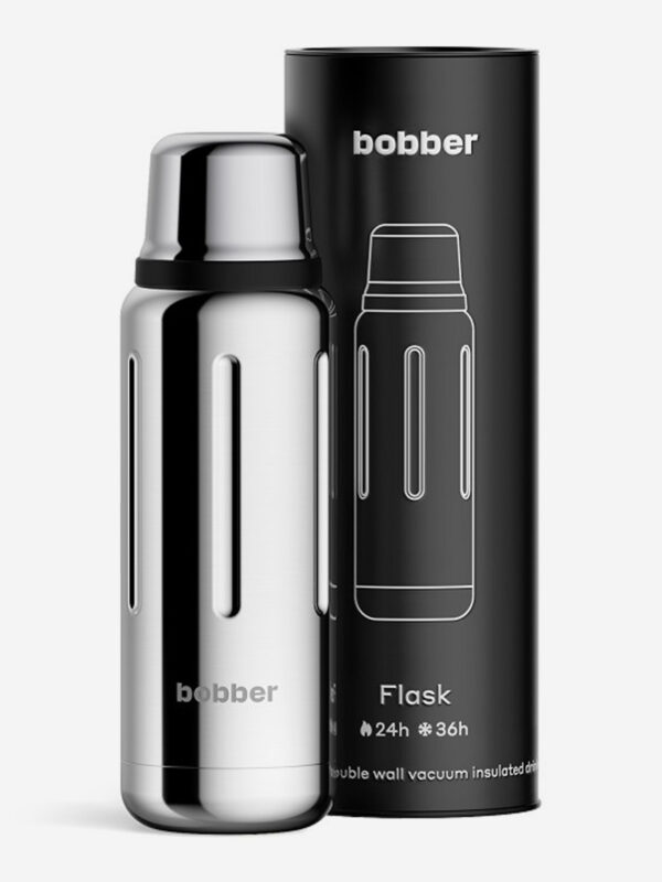 Термос вакуумный для напитков BOBBER Flask 470 мл, тепло до 24 часов, зеркальный, Серебряный