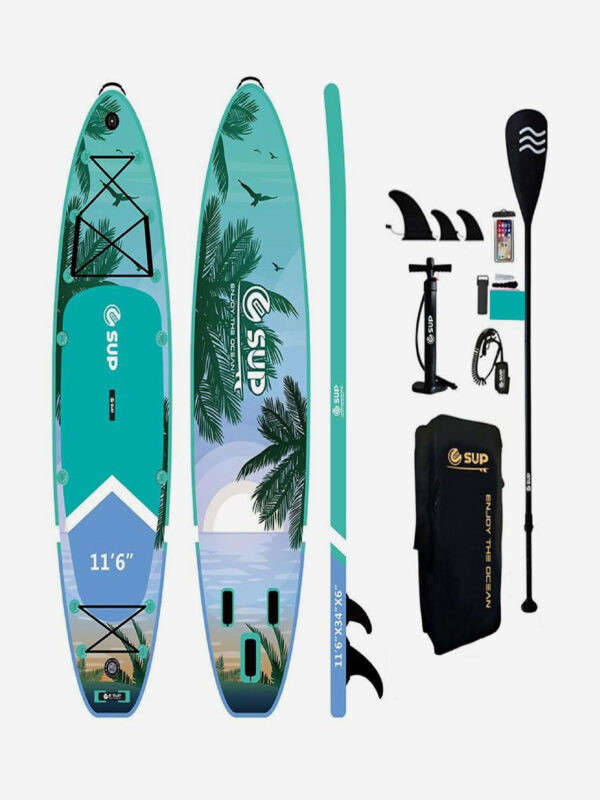 Надувная двухслойная SUP-доска E-SUP Sunrise 11'6" 350-86-15 см / Сап доска для серфинга и отдыха на воде, Мультицвет