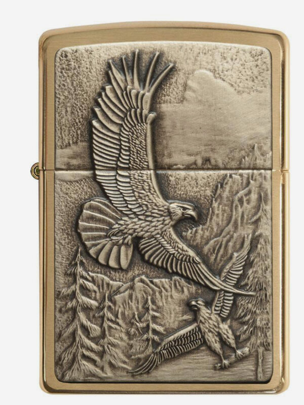 Зажигалка бензиновая ZIPPO 20854 Soaring Eagles, Золотой