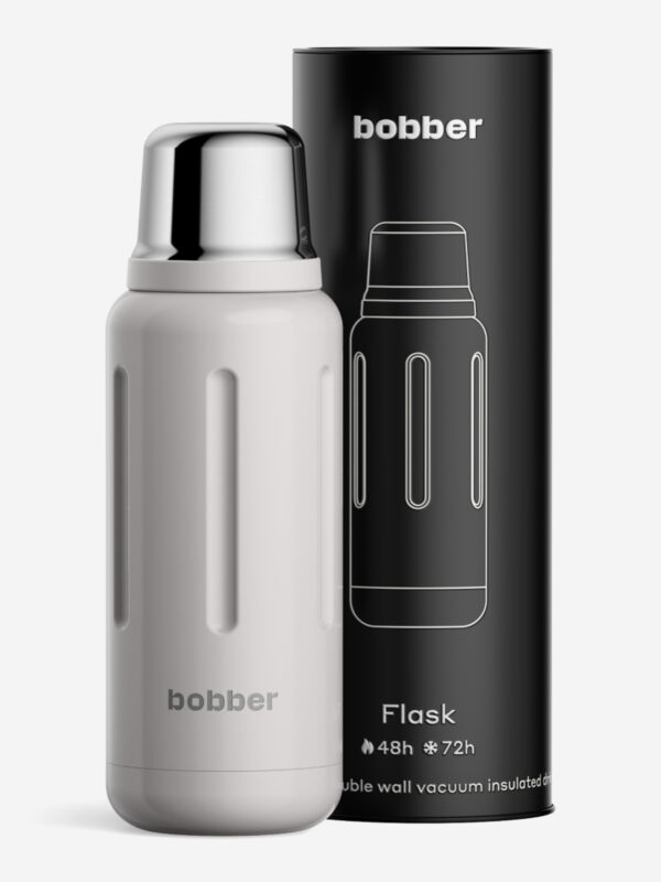 Термос вакуумный для напитков BOBBER Flask 1 литр, тепло до 48 часов, серый, Серый