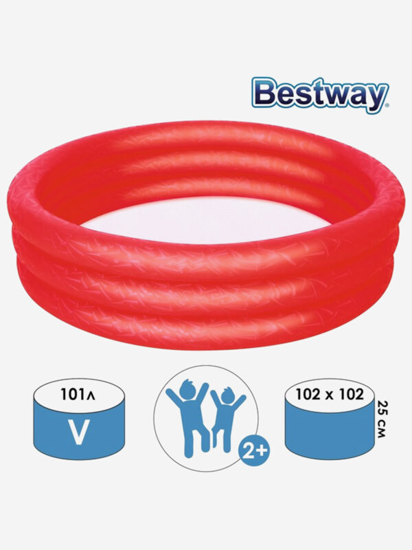 Детский надувной бассейн Bestway 51024 "Play Pool" (102х25см), красный, Красный