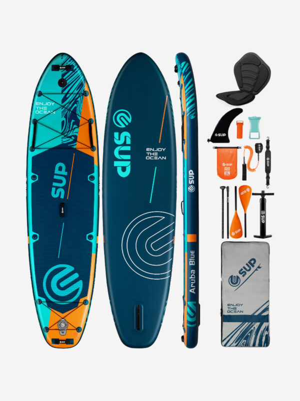Надувная двухслойная SUP-доска E-SUP ARUBA PRO 11'6" 350-86-15 см / Сап доска для серфинга и отдыха на воде, Голубой