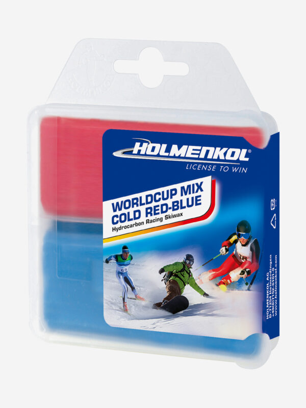 Мазь скольжения твердая для лыж и сноубордов Holmenkol Worldcup Mix COLD Red-Blue, Мультицвет