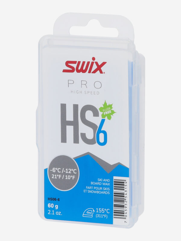 Мазь скольжения твердая Swix HS6 Blue, -6°C/-12°C, 60 г, Синий