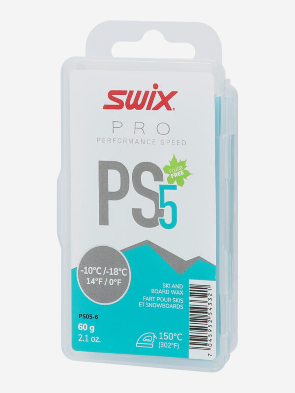 Мазь скольжения твердая Swix PS5 Turquoise, -10°C/-18°C, 60 г, Голубой