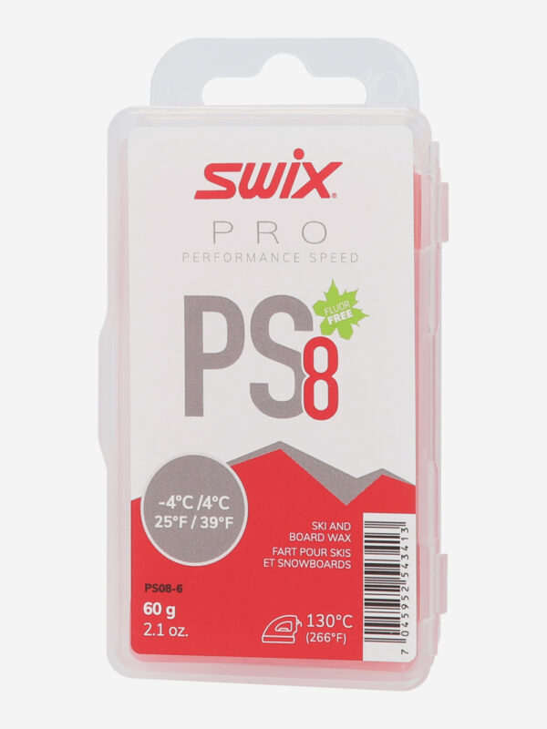 Мазь скольжения твердая Swix PS8 Red, -4°C/+4°C, 60 г, Красный