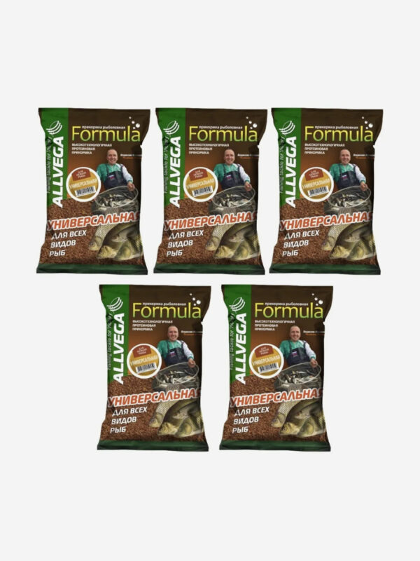 Прикормка ALLVEGA "Formula Universal" 0,9кг (УНИВЕРСАЛЬНАЯ) 5 пакетов по 0,9 кг, Коричневый